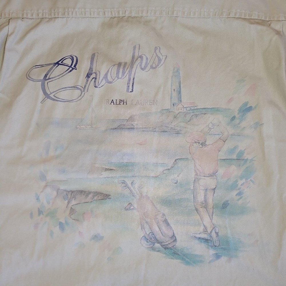 Vintage Chaps Ralph Lauren Men's Golf Shirt Button Up Short Sleeve Size Medium